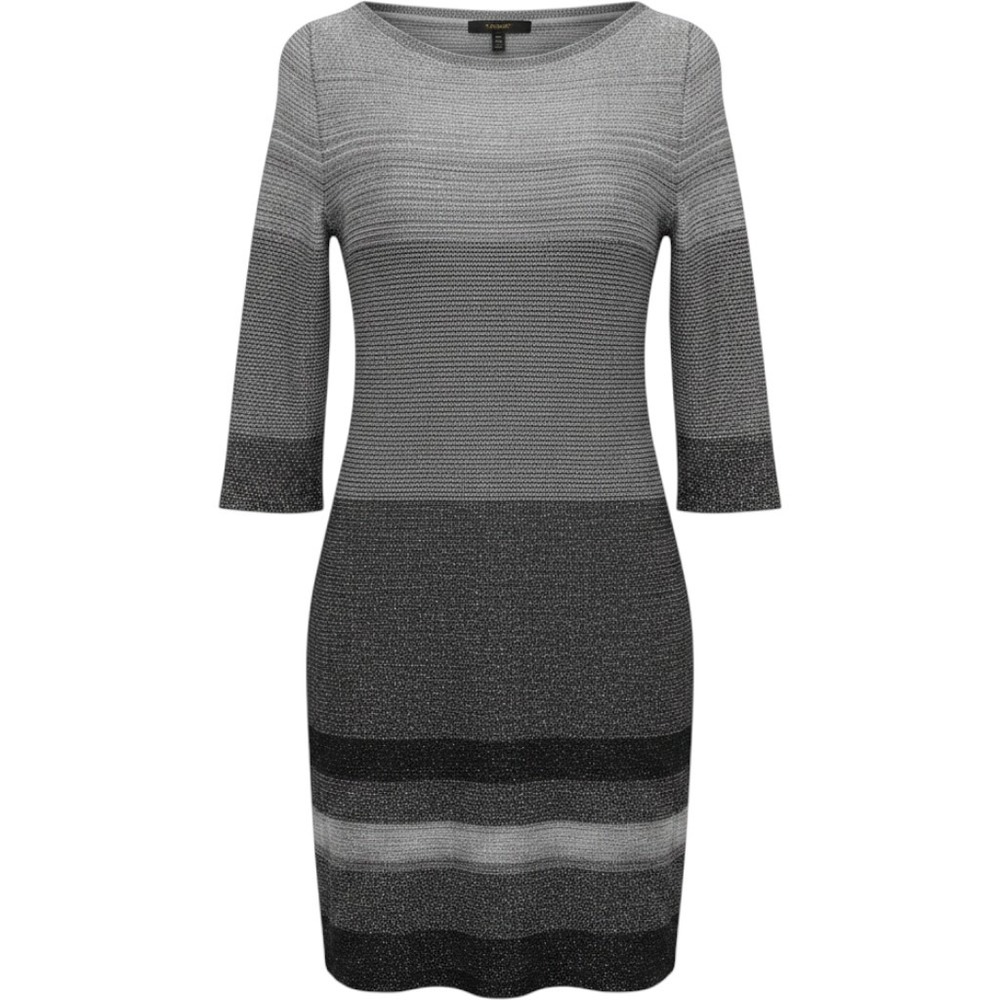 White House Black Market Sheath Dress Metallic Ombre Mesh Knit Silver Grey Small